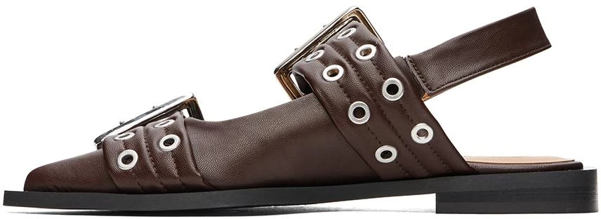 Ganni Brown Feminine Buckle Ballerina Flats 3