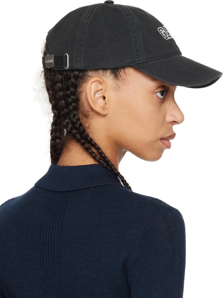 Ganni Black Embroidered Logo Cap 3