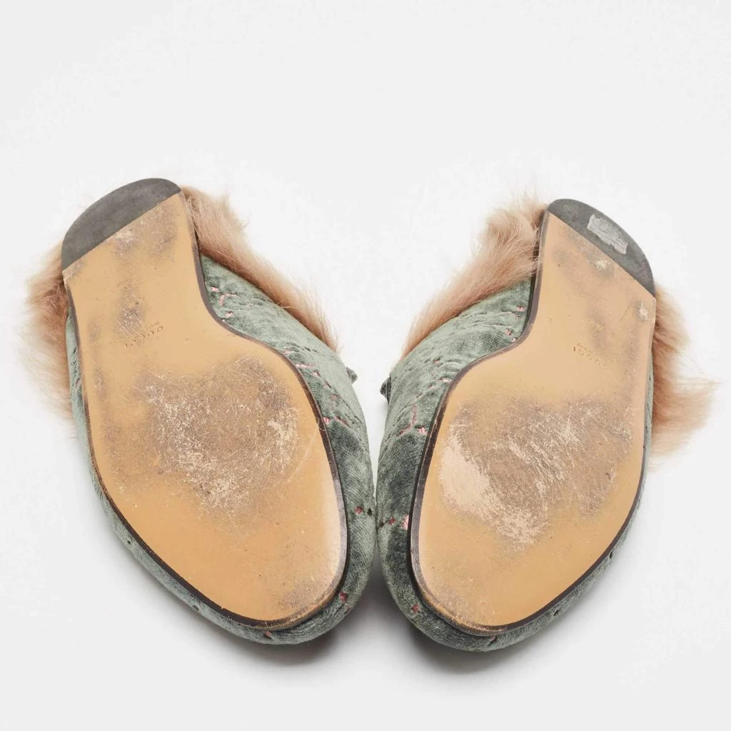 Gucci Gucci Green/Beige Fur and Velvet Princetown Mules Size 42 6