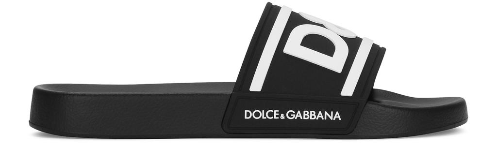 サンダル・ミュール Dolce&Gabbana DG LOGO RUBBER BEACHWEAR SLIDERS Rubber beachwear sliders with DG logo in Multicolor for Men
