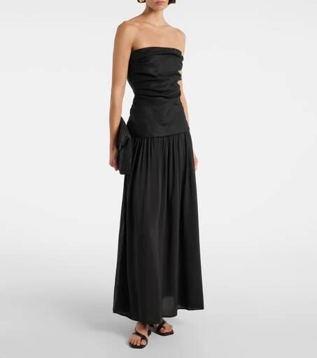 Faithfull Hedy strapless linen maxi dress 2