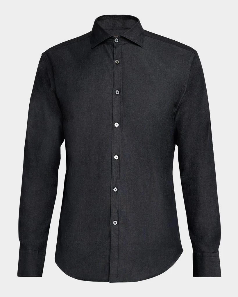 Canali Men's Solid Chambray Sport Shirt 1