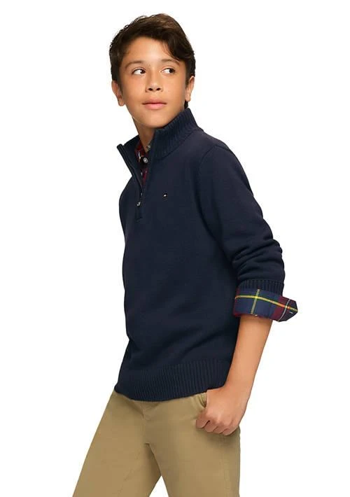 Tommy Hilfiger Hilfiger Boys 8 20 1 4 Zip Solid Sweater Knit Pullover 1