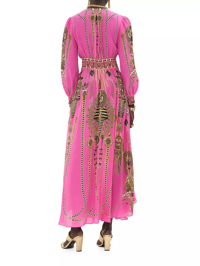 Camilla Egyptian-Print Silk V-Neck Maxi Dress 5