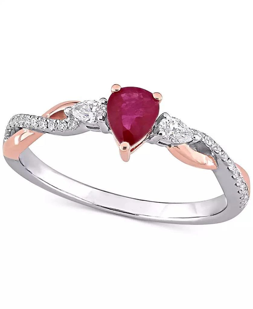 Macy's Ruby (2/5 ct. t.w.) & Diamond (1/5 ct. t.w.) Twisted Ring in 14k White & Rose Gold 1