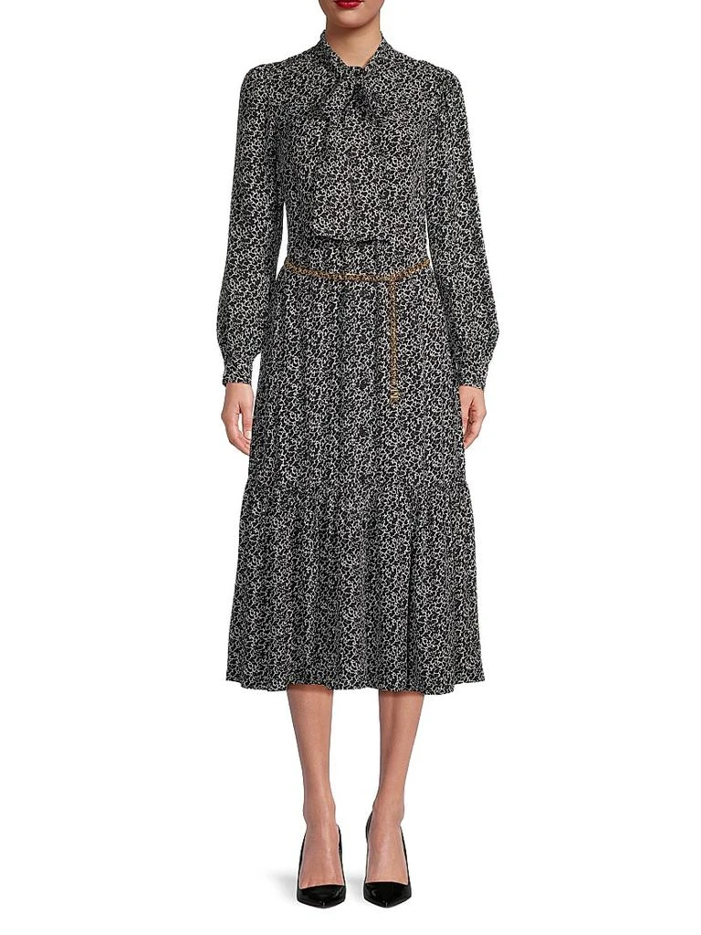Michael Kors Leopard Tie-Neck Midi-Dress 3