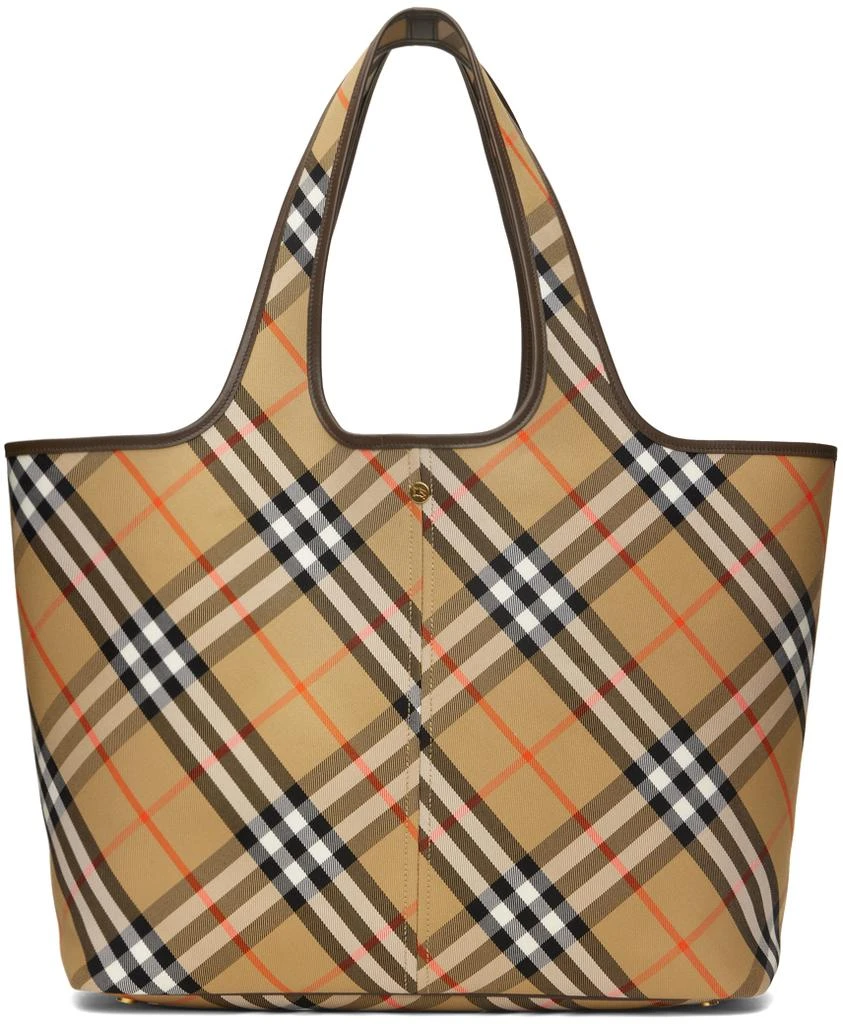 Beige Medium Check Tote – On Sale Now with Up to 10% Off