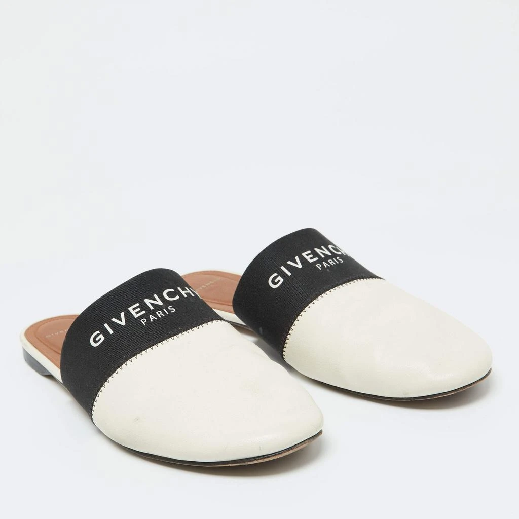 Givenchy Givenchy Black/White Leather and Elastic Bedford Flat Mules Size 40.5 4