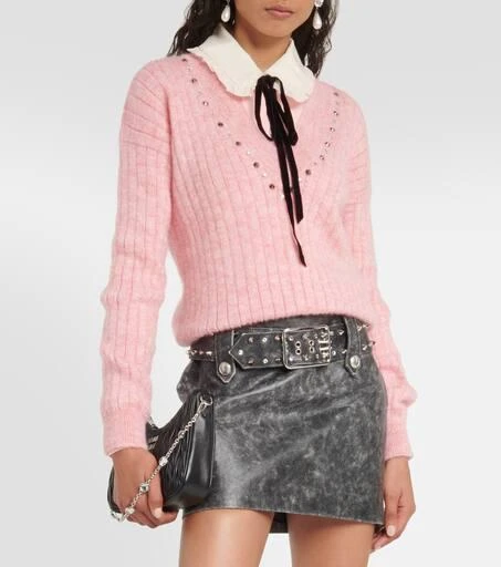 Alessandra Rich Embellished wool-blend sweater 6
