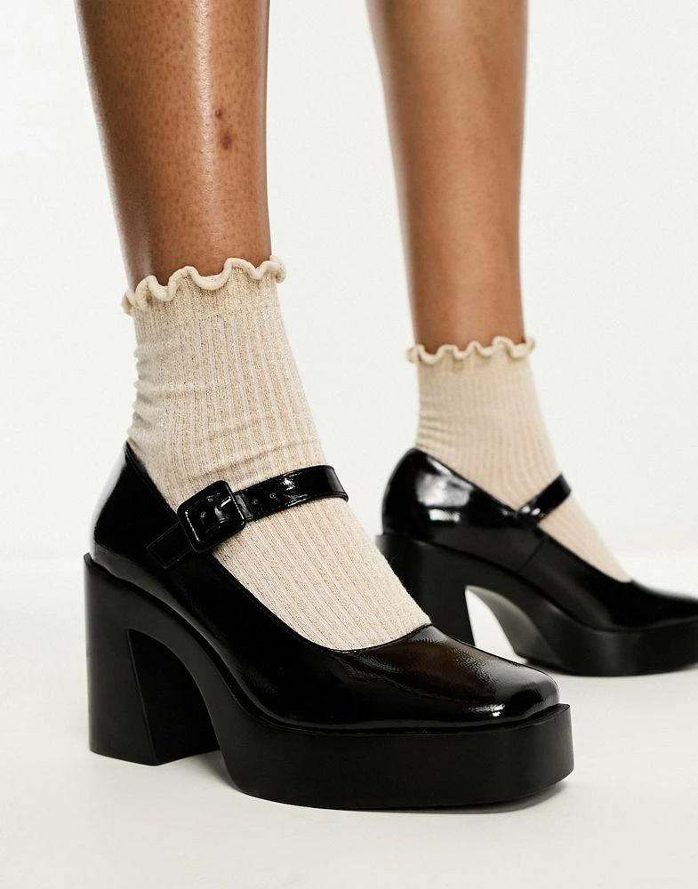 ASOS ASOS DESIGN Pound platform mary jane heeled shoes in black 1