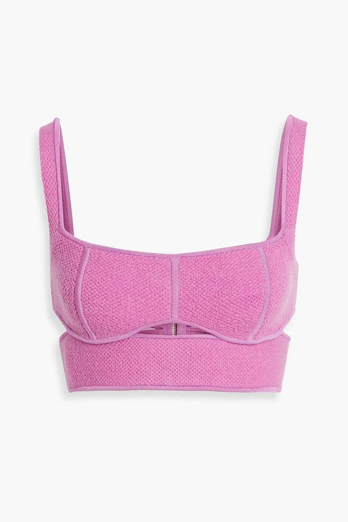 Herve Leger Cropped cutout textured-bandage top 1