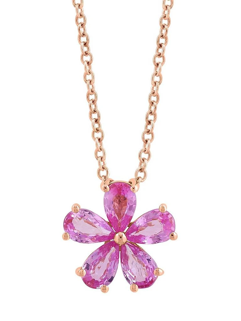 Saks Fifth Avenue Collection 14K Rose Gold 
Pink Sapphire Pendant Necklace 3