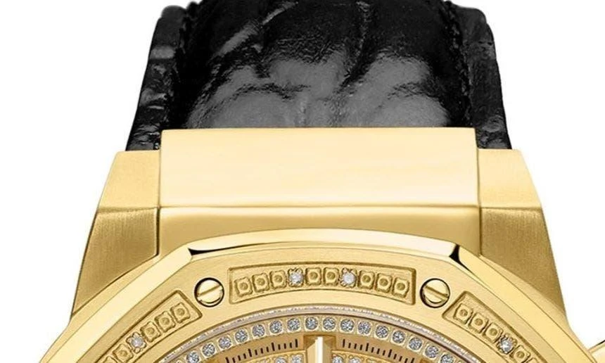 Jbw Men's Saxon Diamond Croc Embossed Leather Strap Watch, 48mm - 0.16 ctw 9