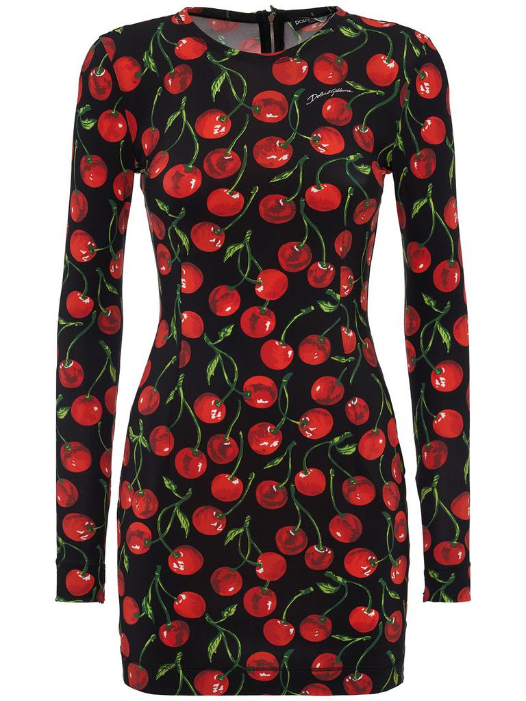 Dolce & Gabbana Cherry Print Jersey Mini Dress