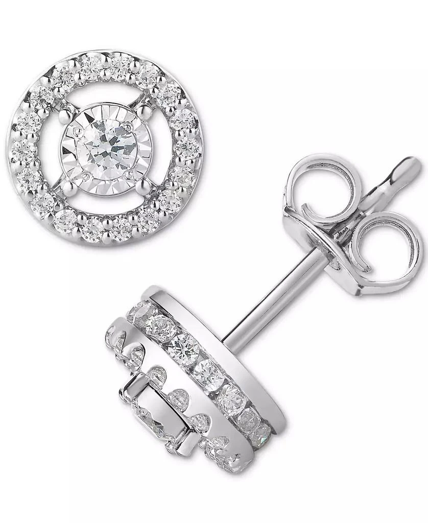 TruMiracle Diamond Halo Stud Earrings (1/2 ct. t.w.) in 14k White Gold 1