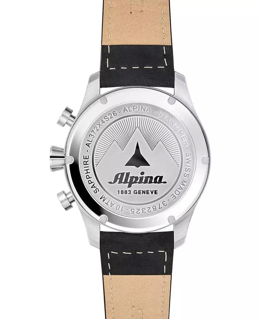 Alpina Men's Swiss Chronograph Startimer Pilot Black Leather Strap Watch 44mm 3