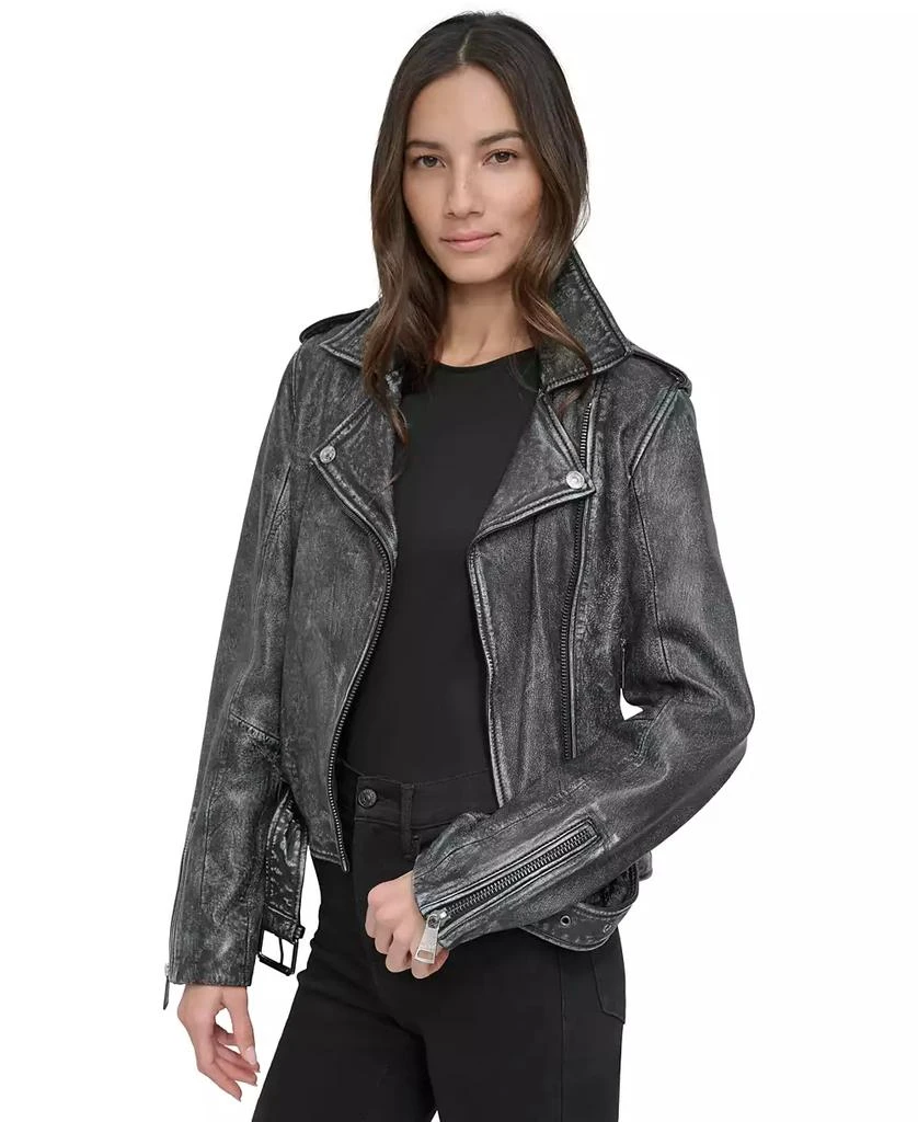 DKNY Women's Leather Moto Jacket 4