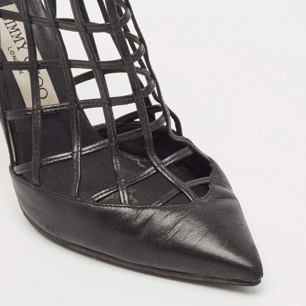 Jimmy Choo Jimmy Choo Black Leather Sheldon Caged Ankle Length Boots Size 36.5 7