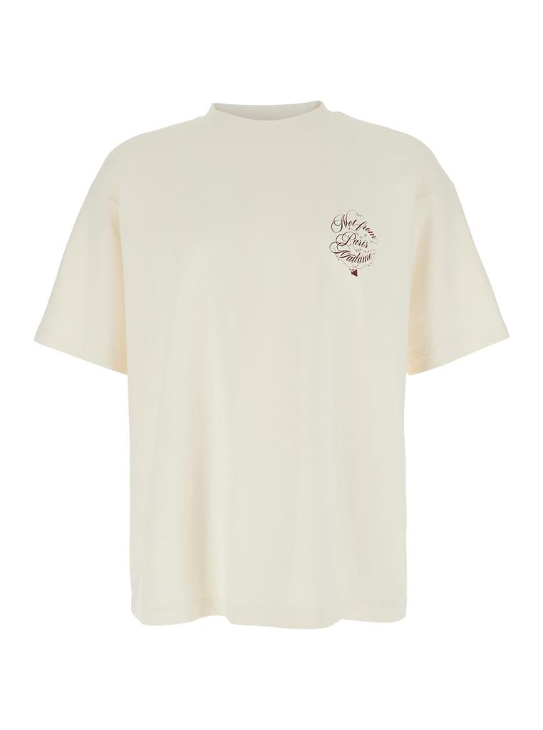 Drôle de Monsieur Beige T-shirt With Logo On The Front And Maxi Logo On The Back In Cotton Man