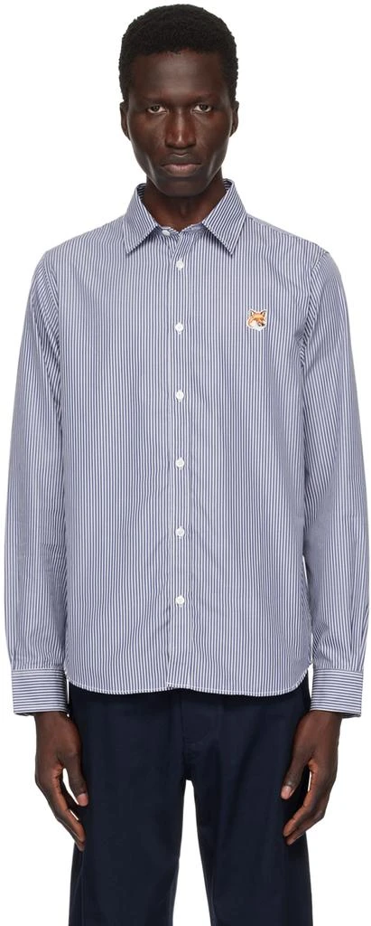 Maison Kitsune Navy & White Fox Head Shirt 1
