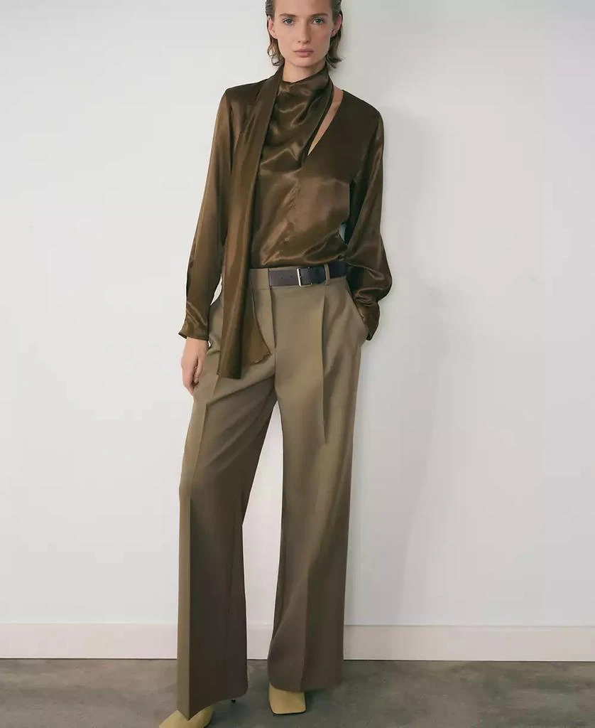 Mango Women's Belt Straight-Fit Pants 8