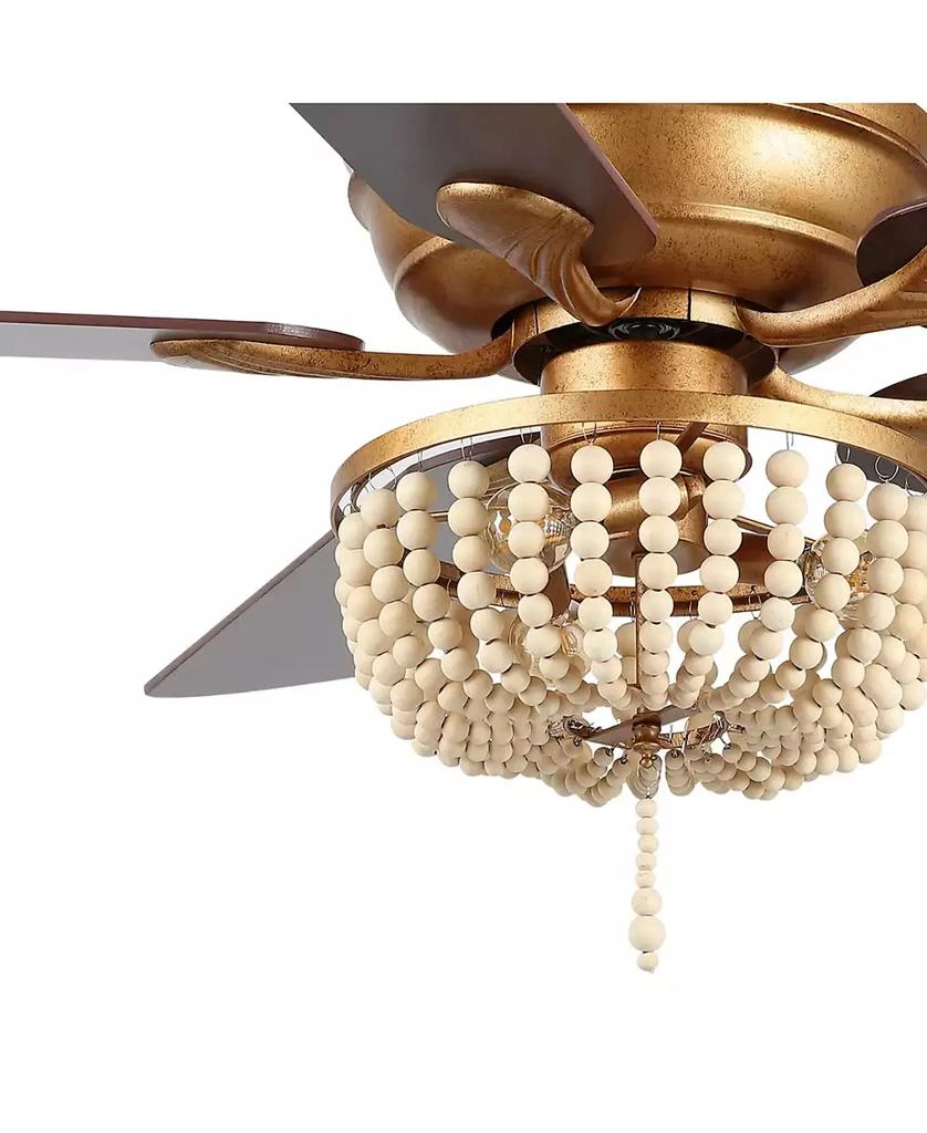 JONATHAN Y Erin 52" 3-Light Rustic Farmhouse Iron, Wood Bead Mobile-App, Remote-Controlled LED Ceiling Fan 2