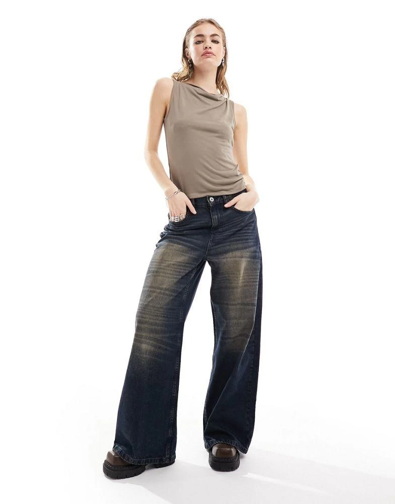 Monki Monki super soft slash neck tank top in grey from ASOS