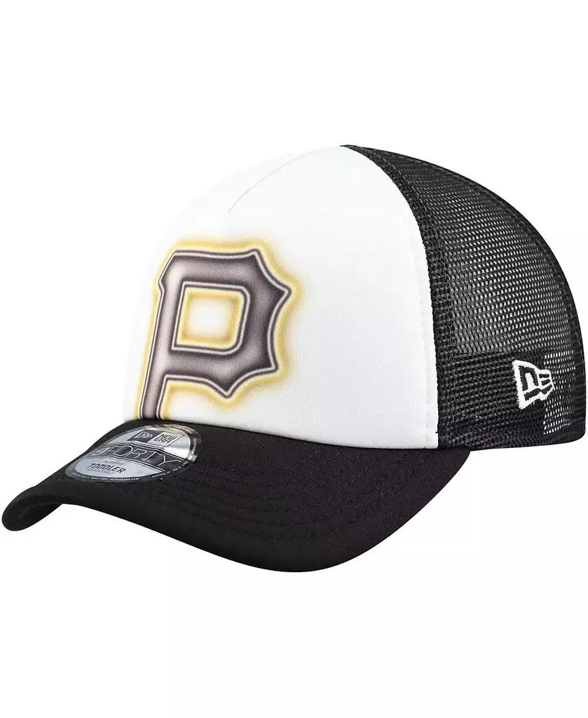 New Era Toddler White/Black Pittsburgh Pirates Painted A-Frame 9FORTY Trucker Adjustable Hat 1