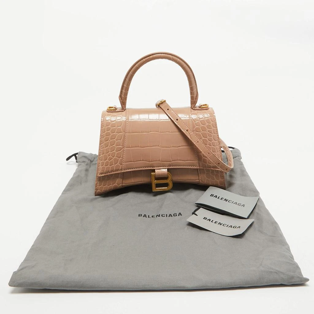 Balenciaga Balenciaga Beige Croc Embossed Leather Small Hourglass Top Handle Bag 10