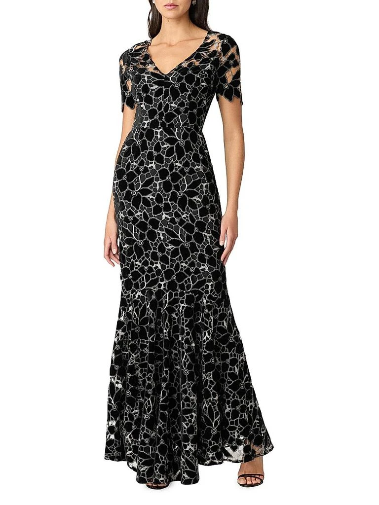 Fiona Floral Lace Short-Sleeve Gown  On Sale Now with Up to 67% Off |  Discover Exclusive Deals & Savings at BeyondStyle  Authentic Shoshanna  women's|dresses|contemporary|crewneck|short sleeve|floral|lace|floor-length|mermaid|Women's|women's  apparel ...