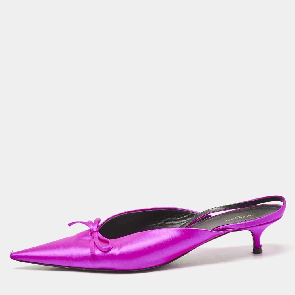 Balenciaga Balenciaga Magenta Satin Knife Bow Slingback Pumps Size 41 1