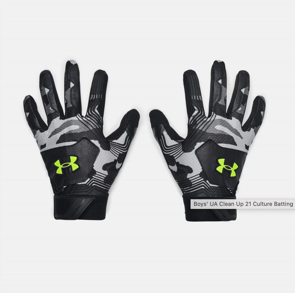 Under Armour Clean Up 21-Culture Batting Gloves In Black/black/high Viz Yellow