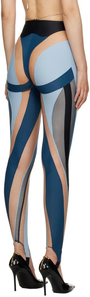 Mugler Black & Blue Spiral Leggings 3