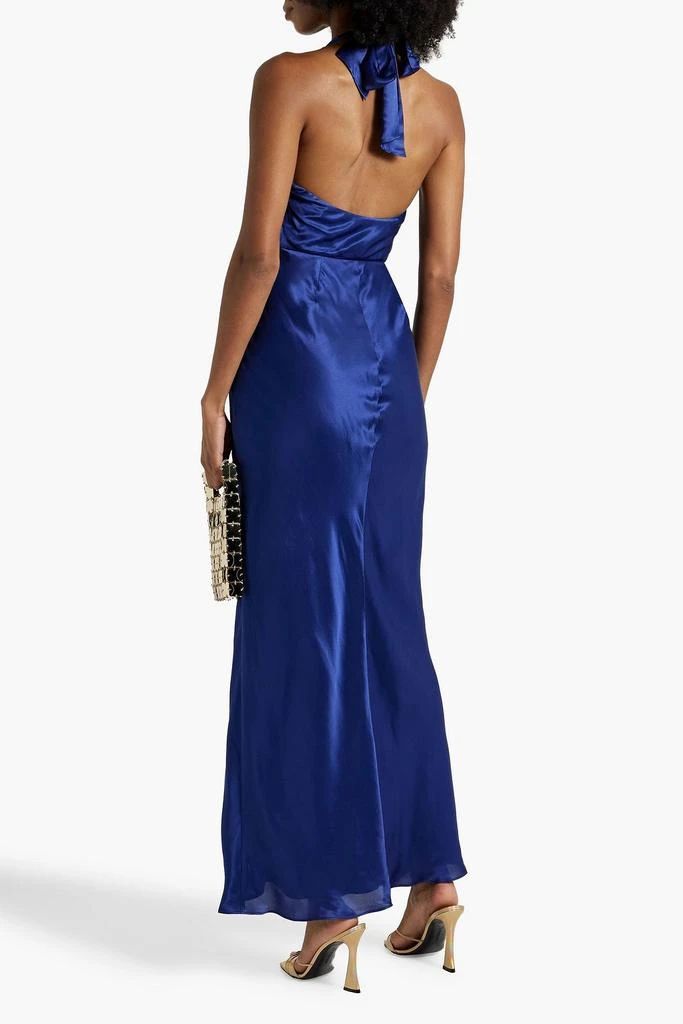 NICHOLAS Draped satin halterneck maxi dress 3