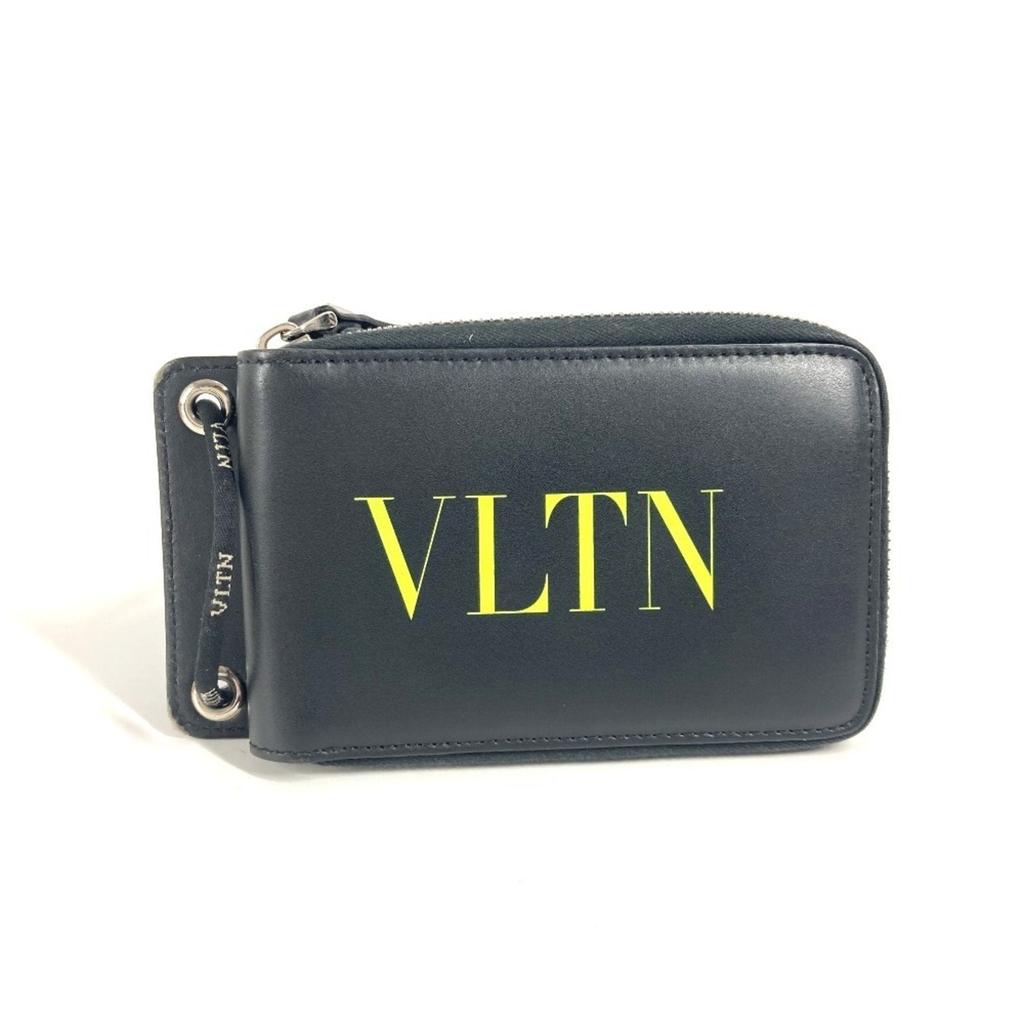 Valentino VLogo Signature Metallic Grainy Calfskin Wallet with