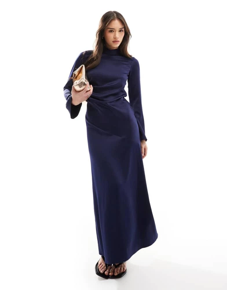 red dress long sleeve formal 21848