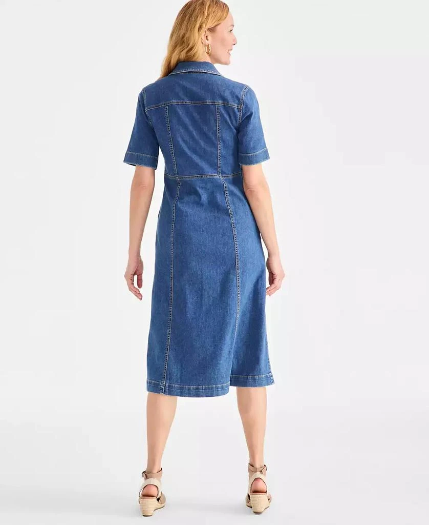 Style & Co Petite Split-Neckline Seamed Denim Dress, Exclusively at Macy's 5