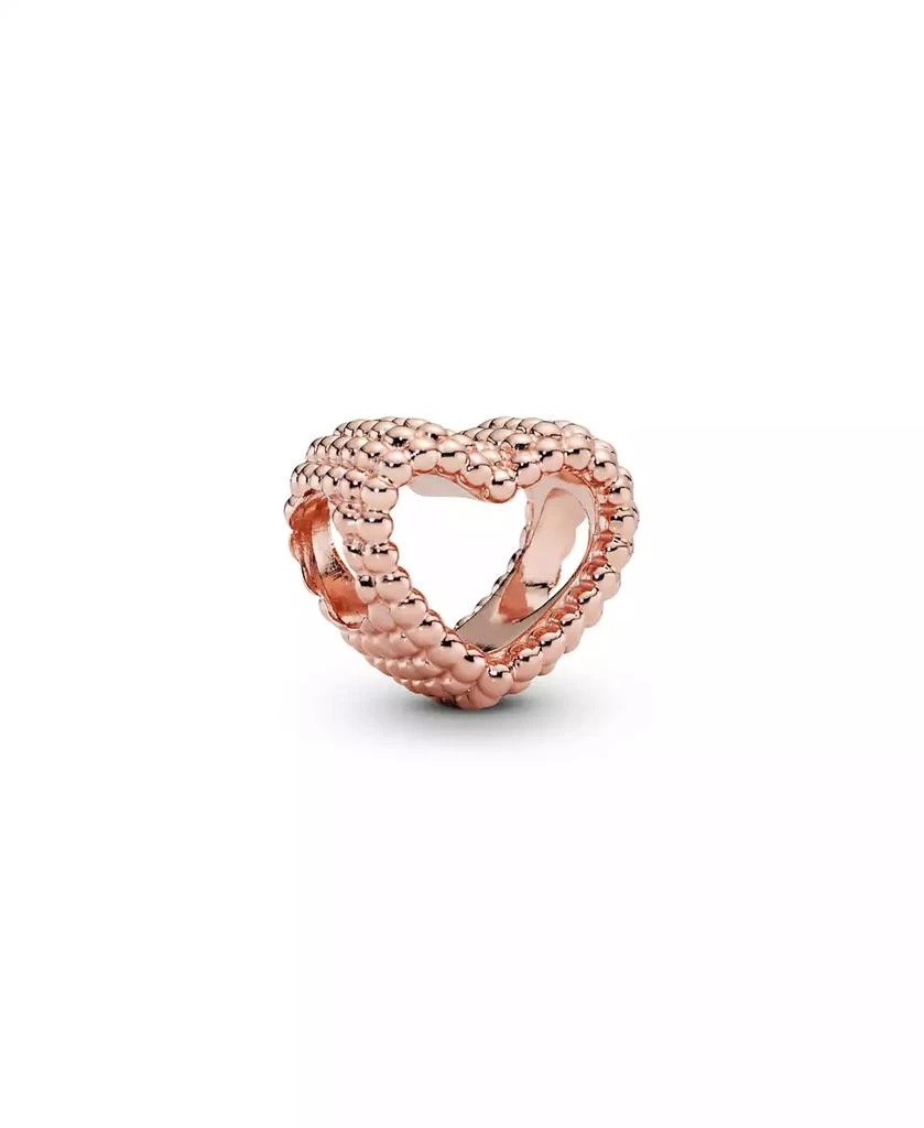 PANDORA 14K Rose Gold-Plated Beaded Open Heart Charm 1