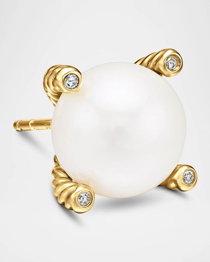 David Yurman Pearl Stud Earrings with Diamonds in 18K Gold, 14mm 4
