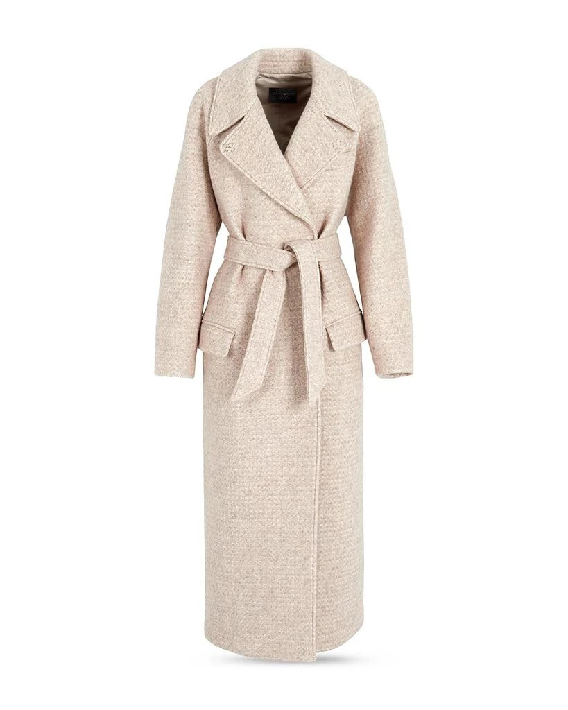 Emporio Armani Wool Melange Belted Trench Coat - Coats - Free 