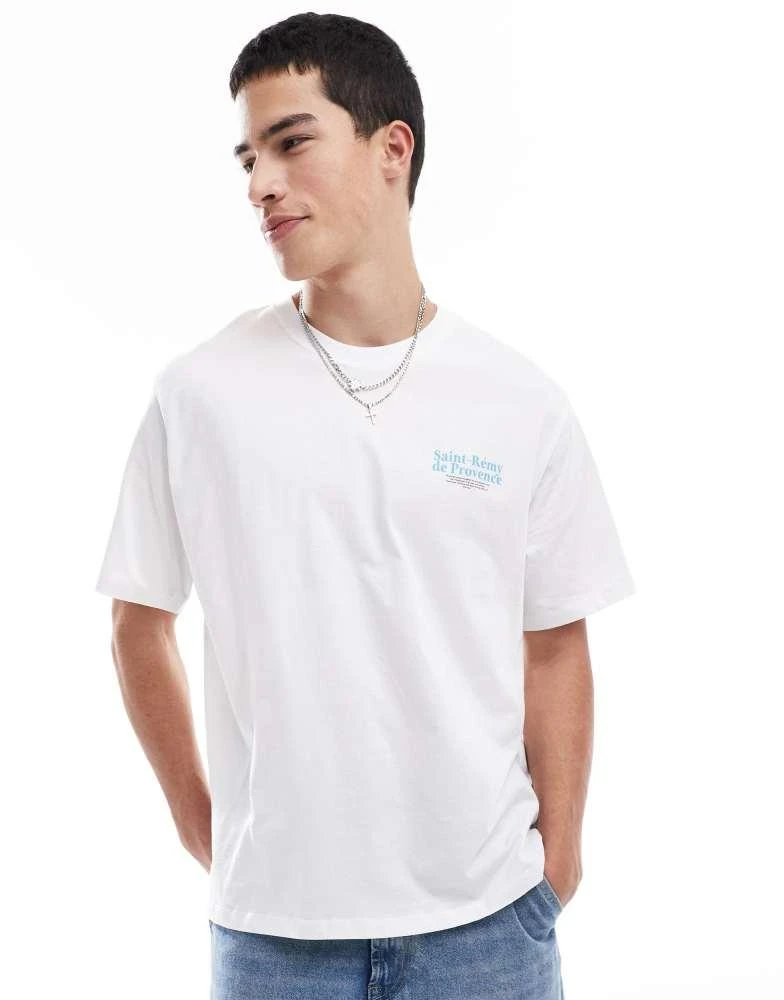 Jack & Jones Jack & Jones oversized t-shirt with french print in white 4