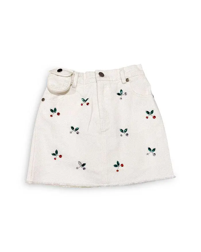 Lola + The Boys Girls' Cherry On Top Gem Denim Skirt - Little Kid, Big Kid