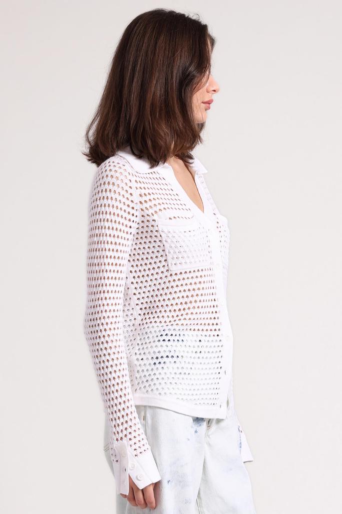 Minnie Rose Minnie Rose - Plaited Mesh Button Down Shirt