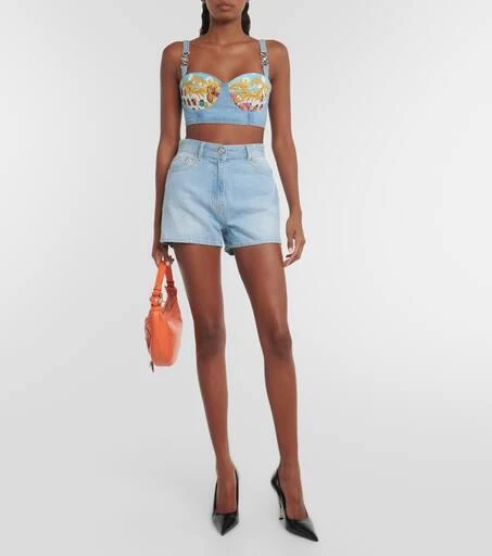 Versace Printed denim shorts 2
