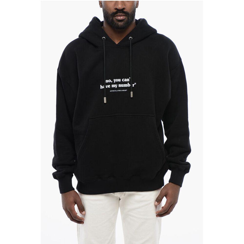 Off-White Off- Cotton QUOTE NUMBER SKATE Hoodie with Contrast Men's Print