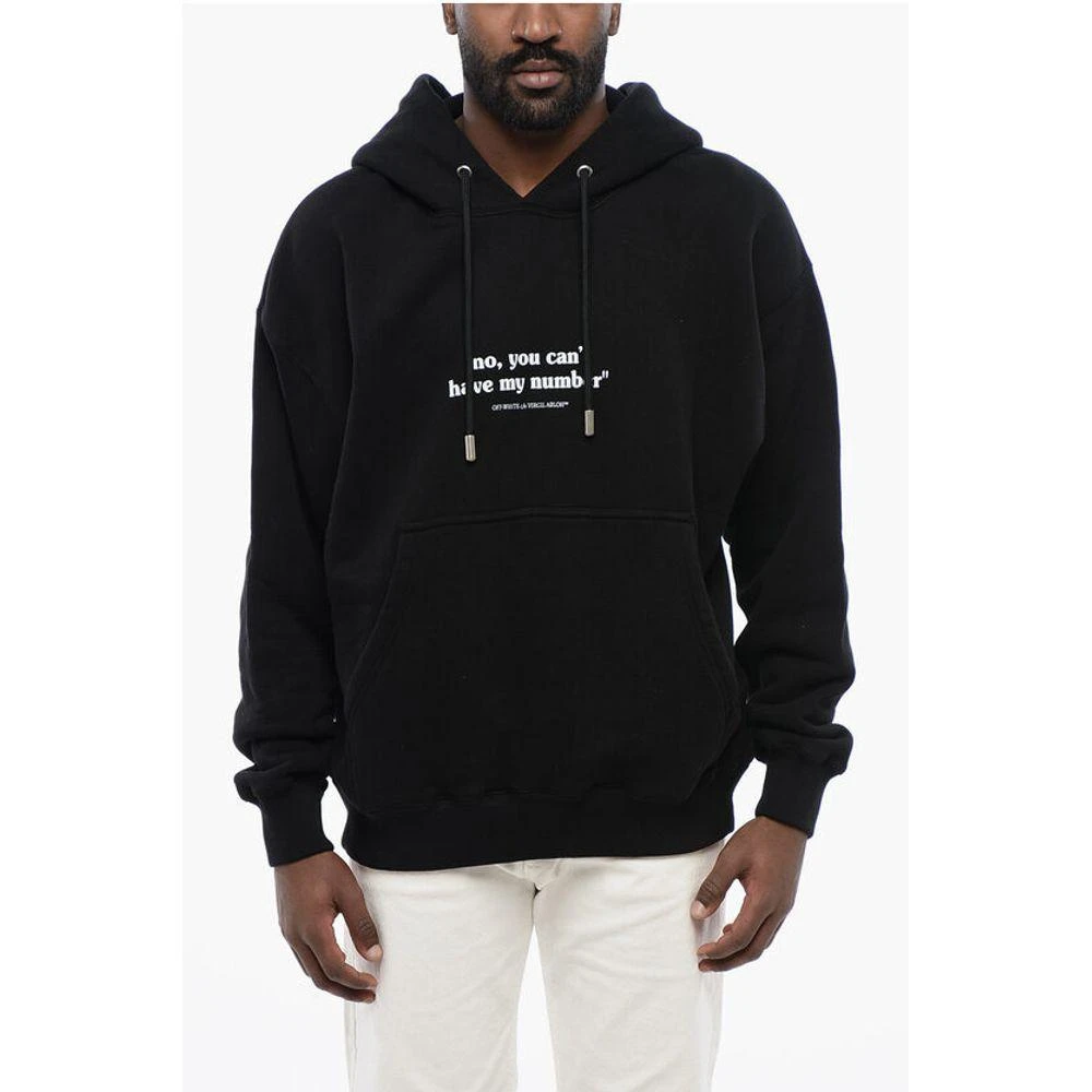 Off-White Off- Cotton QUOTE NUMBER SKATE Hoodie with Contrast Men's Print 1