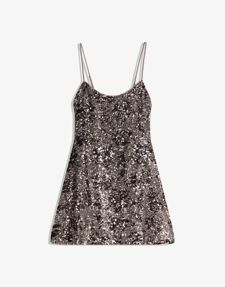 Bershka Strappy sequined dress Women L Dark grey Bershka Strappy sequined dress Women L Dark grey