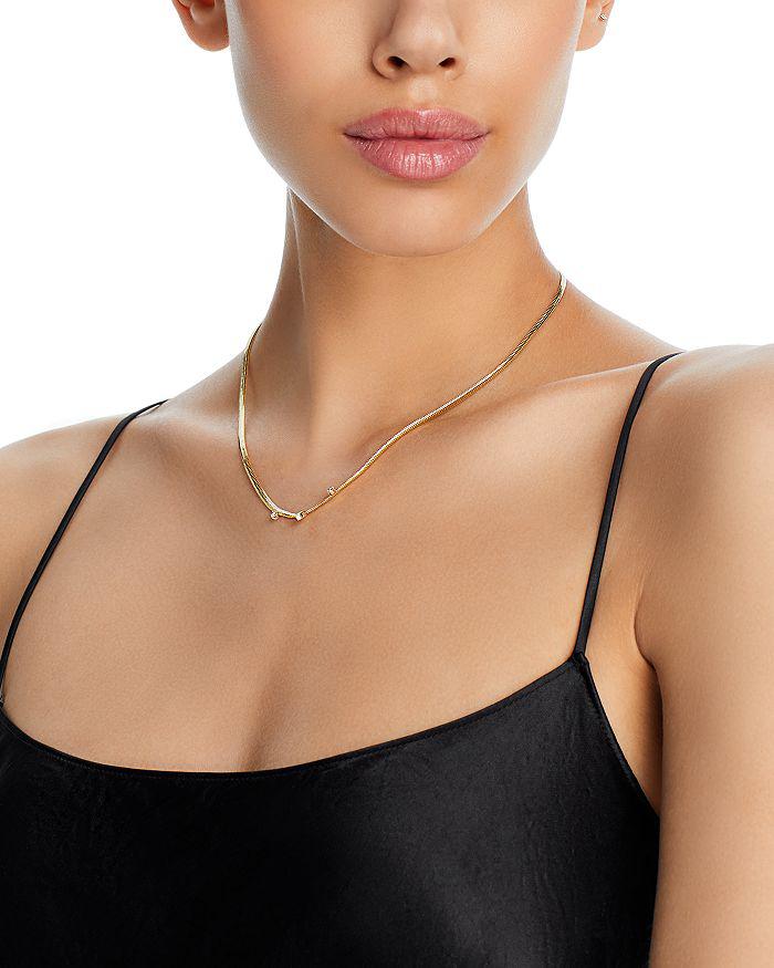 Zoe Chicco 14K Yellow Gold Pear & Prong Diamond Snake Chain Necklace, 16"