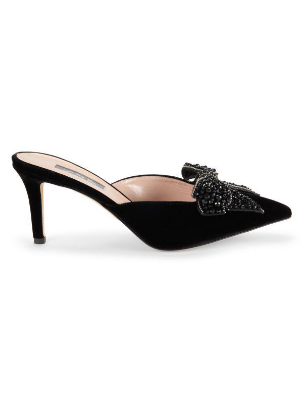 SJP by Sarah Jessica Parker Marvel Crystal Velvet Bow Heel Mules