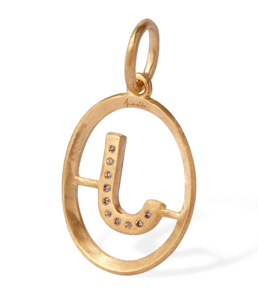 Annoushka Yellow Gold and Diamond Initial J Pendant